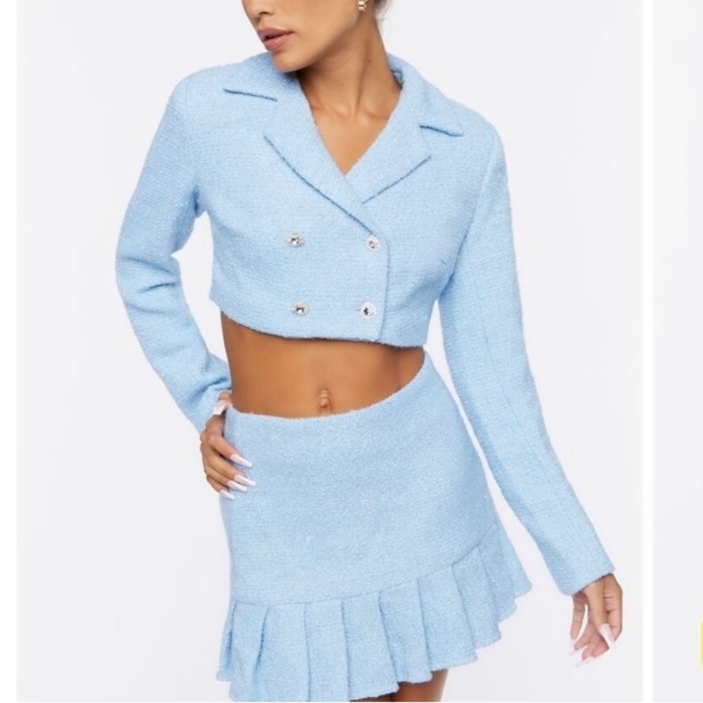Never worn! Forever 21- baby blue cropped jacket